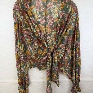 Ember Womens Sheer Tropical Wrap Shawl Cardigan Resort‎ Holiday Vacation Sz M